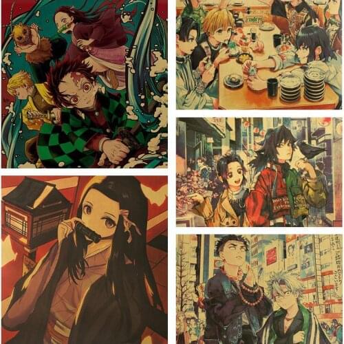 Classic Anime Cartoon Vintage Poster Kraft Paper Material Wall Stickers Bedroom Living Room Anime Wall Poster Home Decor 1 PCS