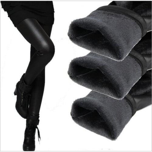 2020 winter women pant fake leather leggings lady boot pant thick warm velvet legging slim pencil panties cashmere trousers