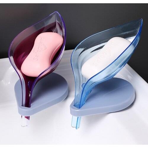 Leaf Shape Soap Dish for Bathroom Creative Soap Holder Suction Cup Travel Soap Container Bathroom Accessories Bathroom Storage