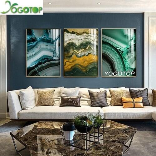 Green abstract landscape Diy Diamond Painting Crafts Diamond Embroidery Full Drill mosaic puzzles Decor 3 Pieces ML1343