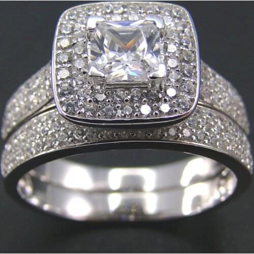 Wedding Ring Sets 100% 925 Sterling Silver Ring Fine Jewelry Women Ring Wedding Ring Set Engagement Gift Size 4/5/6/7/8/9/10/11