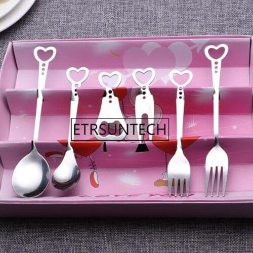 Stainless Steel Dinnerware Set Spoon Fork Chopsticks Opener With Gift Box Cutlery For Wedding Favor Gift Souvenir
