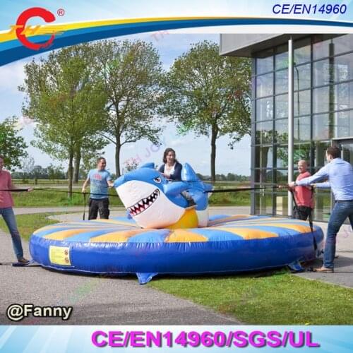 5m PULL-RIDING SHARK inflatable Pull and Ride game Inflatable pull rodeo game,free air shipping to door