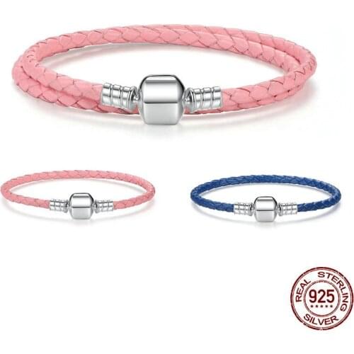New LovelyJewelry Rope Leather Woven Bracelet Handmade Wristband European Pandora Charms Bracelets for Women Girlsfriend Gift