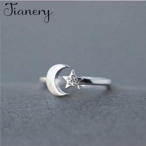 New Trendy Personality Punk Moon Star Rings For Women Lady Resizable Size Rings Party Jewelry Charm Gifts 2021