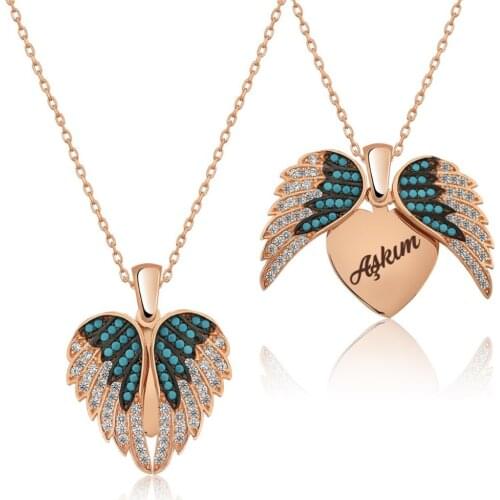 Name Post Drop Leaf Heart Necklace DN90B