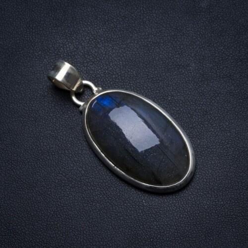 Natural Blue Fire Labradorite Handmade Vintage 925 Sterling Silver Pendant 2" U0740