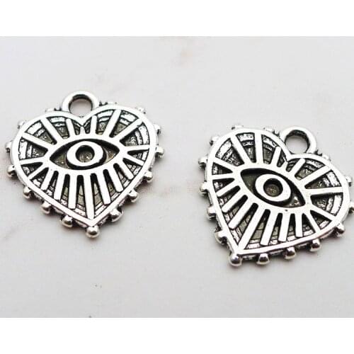 20 Pieces/Lot 15*16mm Antique Silver Color Peach Heart Eyes Paw Charms For Jewelry Making Fashion Accessories Wholesale