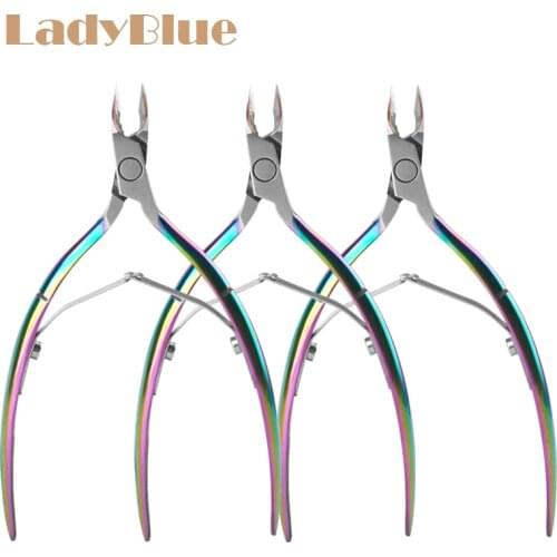 Professional Nail clipper Cuticle Nipper Manicure Scissors Dead Skin Remover Pedicure Tool Stainless Steel Rainbow Nail Tools