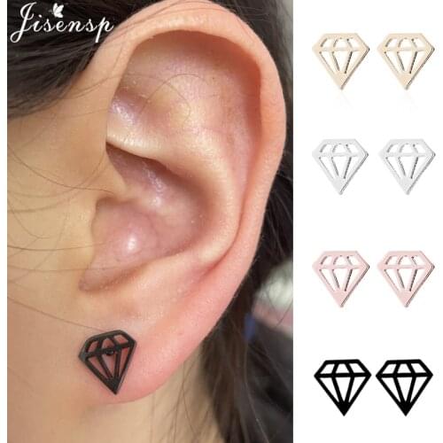 Simple Design Triangle Stainless Steel Earrings for Girls Trendy Jewelry Cute Geometric Cross Tree Ear Studs Women Pendientes