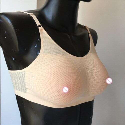 600g realistic silicone breast form with bra for man cosplay crossdressing CD TD use
