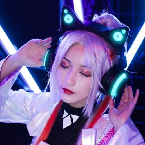 Luxury Flashing Cat LED Light Cute Cat Ear Headphone Bluetooth earphone Flashing Glow Gaming Headset with Luminous for Girls HD