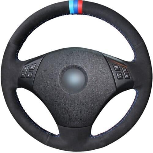 Hand-stitched Black Suede Car Steering Wheel Cover for BMW E90 E91(Touring) 320d 325i 335i X1 E84 2009 2010-2015