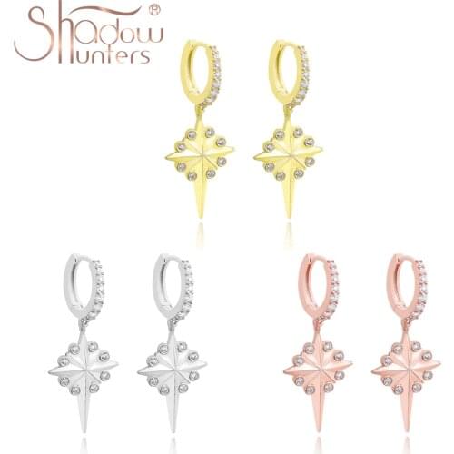 SHADOWHUNTERS 925 Sterling Silver Sparkle Star Drop Earrings For Women Engagement Starlight Earrings Ferris Wheel On The Star