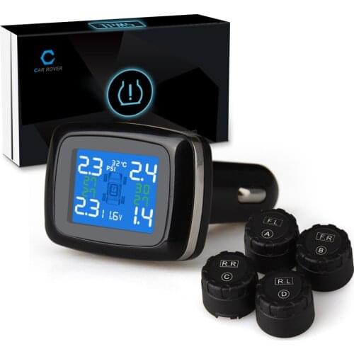 Tire Pressure Monitoring System TPMS Wireless Alarm Security Cigarette Lighter External Sensor Car Diagnostic Tool LCD Display