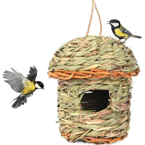 Straw Bird Nest Birdhouse For Parrot Hamster Small AnimalS Cage Birds Breeding Nest Bird House Home Hanging Decor Ornaments