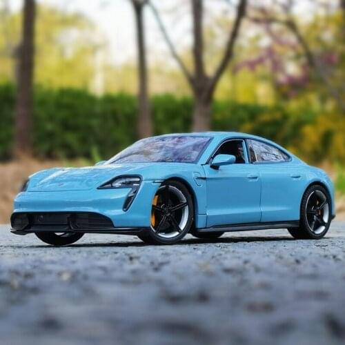 1:24 Porsche Taycan Turbo S Sports Car Black Simulation Alloy Car Model Crafts Decoration Collection Toy Tool Gift