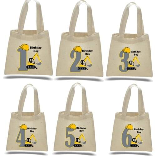 Boys Construction first 1st 2nd 3rd 4th 5th 6th 7th 1 2 3 4 5 6 7 years old happy Birthday party cake banner decoration gift bag