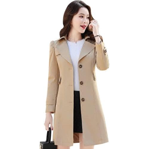 Spring Autumn Trench Coat Slim Single Breasted Trench Coat Woman Trench Coat Long Women Windbreakers Plus Size Overcoat Femmino