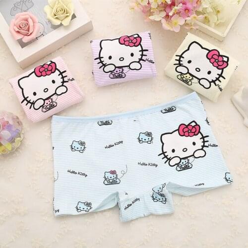 4pcs/lot Childrens cotton underwear female cartoon printed baby girls boxer briefs girl stripe panties