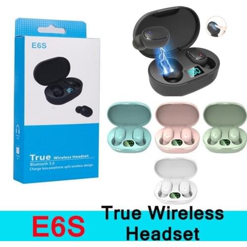 E6S TWS Bluetooth Earphone Wireless Headphones 5.0 LED Display Button Control Earbuds Waterproof Noise Cancelling Headset PK A6S