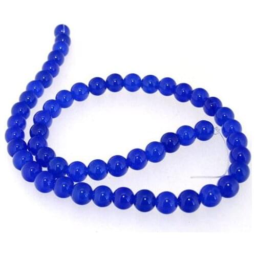 Unique Pearls jewellery Store Charming Blue Jade 8mm Round Gemstone Loose Beads one Full Strand 15'' LC3-329
