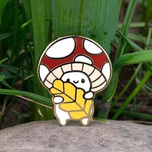 YAOJIE Kawaii Cartoon Mushroom Buddy Leaf Lover Enamel Brooch Pin Hat Bag Collar Lapel Pins Badges Fashion Jewelry Accessories
