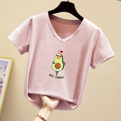 Plus Size Women T-Shirt Running Avocado T Shirt Grils 4XL Summer Short Sleeve Casual Tees Cute K Pop Female T Shirts 8 Colors