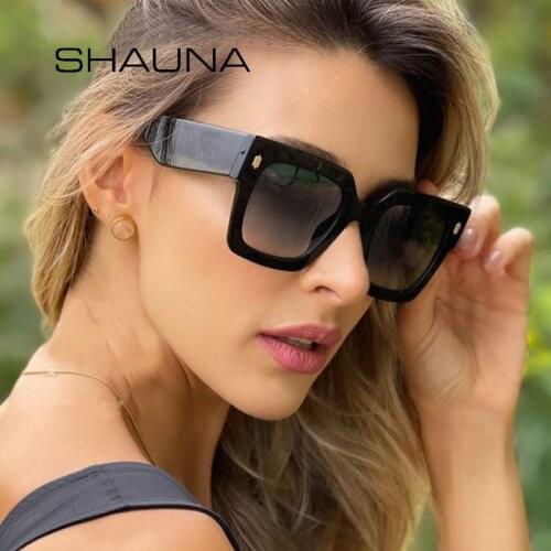 SHAUNA Fashion Square Women Sunglasses Retro Brand Designer Rivets Decoration Jelly Color Eyewear Men Gradient Sun Glasses