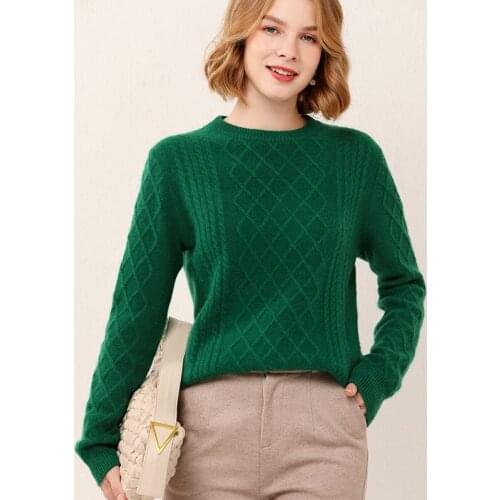 Ladies pullover 2021 winter 100% wool sweater casual solid color round neck cashmere sweater plus size womens top thickening