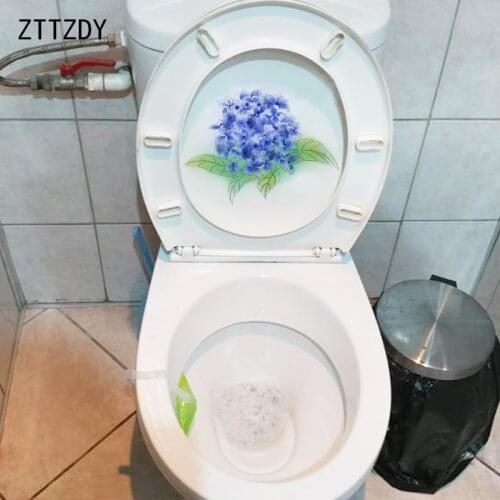 ZTTZDY 20.2*20.5CM Hydrangea Blue Dream Wall Sticker Decal Fashion Toilet Seat Decor T2-0384