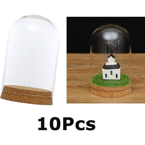 10Pcs 8x12cm Glass Dome Cover Cloche Bell Jar Terrariums with Wood Cork,Wedding Parties Decorations Miniatures Craft