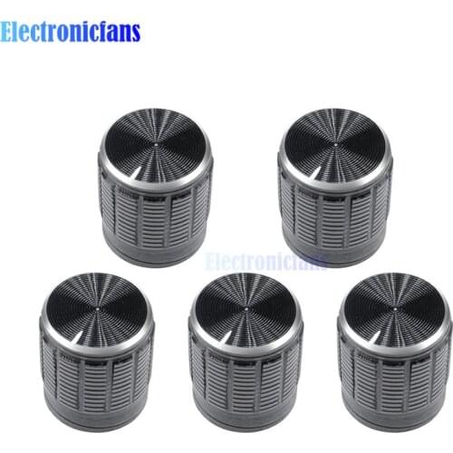 10pcs Black Metal 6 mm Knurled Shaft Insert Dia. Potentiometer Control Knobs Switch Knob 15mm Dia. x 16.5mm Height