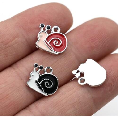 10Pcs Silver Plated Enamel Snail Charms Pendant for Jewelry Making Earrings Bracelet Necklace Accessories DIY Craft Findings