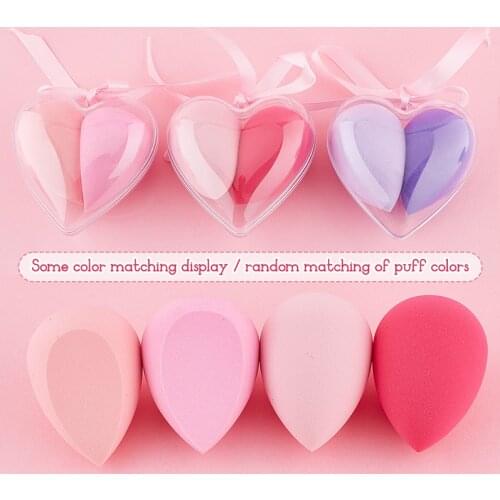 2Pcs/Set Makeup Sponge Heart-Shape Box Non-Latex Material Cosmetic Beauty Tools
