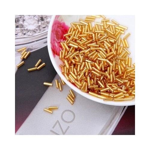 2017 Hot Sale 2*6MM 60G/1440Pcs Silver Core Czech Glass Seed Bugle Beads Jewelry Garment Accessories Gold