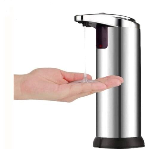 250ml Stainless Steel Automatic Soap Dispenser Handsfree Automatic Ir Smart Sensor Touchless Soap Liquid Dispenser Bathroom Tool