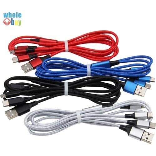 300pcs/lot 3in1 USB Data Cable 8Pin Micro USB Type C Charger Cable for IPhone X Samsung S9 Xiaomi Huawei Charging Cable Cord