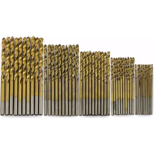 50Pcs Titanium Coated HSS High Speed Steel Drill Bit Set Tool 1/1.5/2/2.5/3mm -Y103