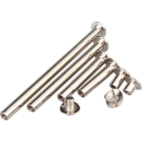 50pcs Nickel Plated M5 Binding Rivet Screw Male Female Book Binding Post Screw Snap Rivet Books Butt Screw Photo Album Binding