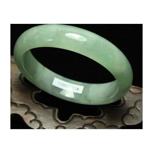 57mm Certified Natural Green Jadeite Bangle Bracelet Handmade