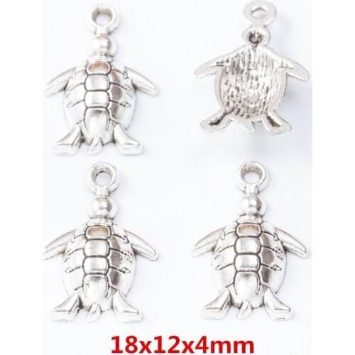 80 pieces of retro metal zinc alloy tortoise pendant for DIY handmade jewelry necklace making 7536