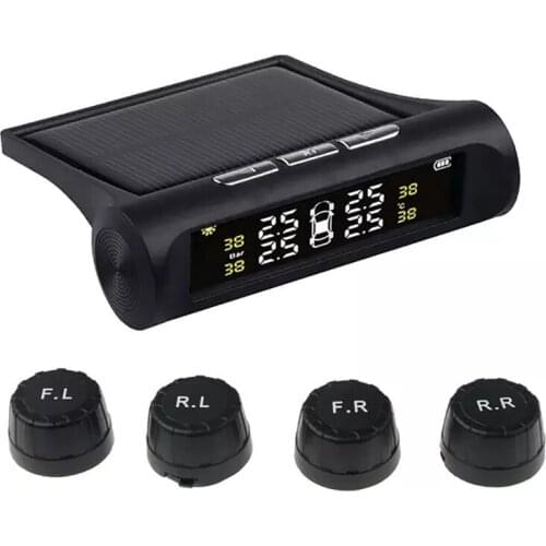Car TPMS Tire Pressure Monitoring System Solar Power Digital LCD Display Auto Security Alarm Systems With 4 External Sensors