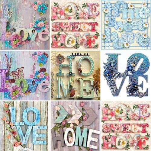 AZQSD 5D Diamond Painting Love Text Full Drill Square Handmade Gift Diamond Embroidery Landacape Mosaic Childrens Room Decor