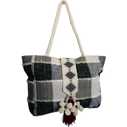 Large Pompom Bag Banjara Boho Ibiza Gypsy Tribe Karnataka Market Embroidered