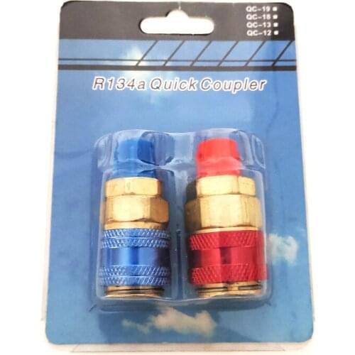 Quick Coupler Connector Refrigerant R134A Automobile Car Adapter 1/4" Male Air Conditioning blue low pressure red high pressure