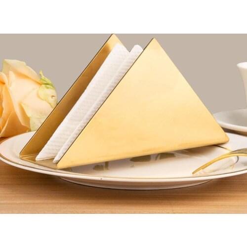 Golden Stainless Steel Triangle Napkin Holder Restaurant Table Storage Decor Kitchen Accessories Napkin Tissue Holder Dispenser