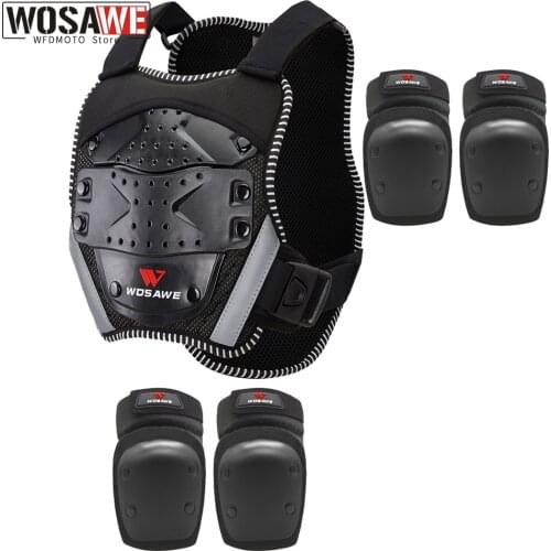 WOSAWE Kids Motorcycles Armour Knee Pads Elbow Pads Body Guard Child Motocross Protective Gear Chest Protection Back Support