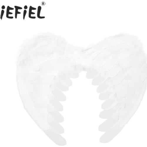 White Feather Angel Wings Kids Adults Dance Party Cosplay Costume Birthday Stage Performance Fancy Dress for Christmas Halloween