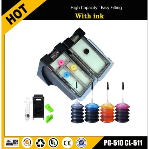 Einkshop PG510 CL511 Refillable Ink Cartridge For Canon PG-510 PG 510 CL-511 Pixma MP280 MP480 MP490 MP240 MP250 MP260 MP2700